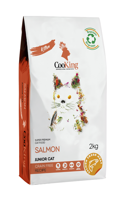 COOKING DRY CAT FOOD SALMON JUNIOR - KITTEN GRAIN FREE RECIPE